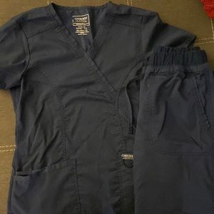 Two Sets - Cherokee Workwear Scrubs Set in Navy Blue & Charcoal Gray